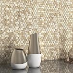BeNice Metal Mini Hexagon Stick on Mosaic Tiles Stickers for Kitchen Splashback Self Adhesive Wall Fireplace(10 Sheets,Champagne Gold)