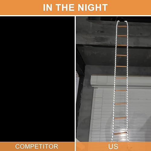Miniatura 7 de Escalera de cuerda, escalera de emergencia de 9.8 pies, resistente al fuego, escalera de cuerda de seguridad con ganchos, rápida de desplegar,