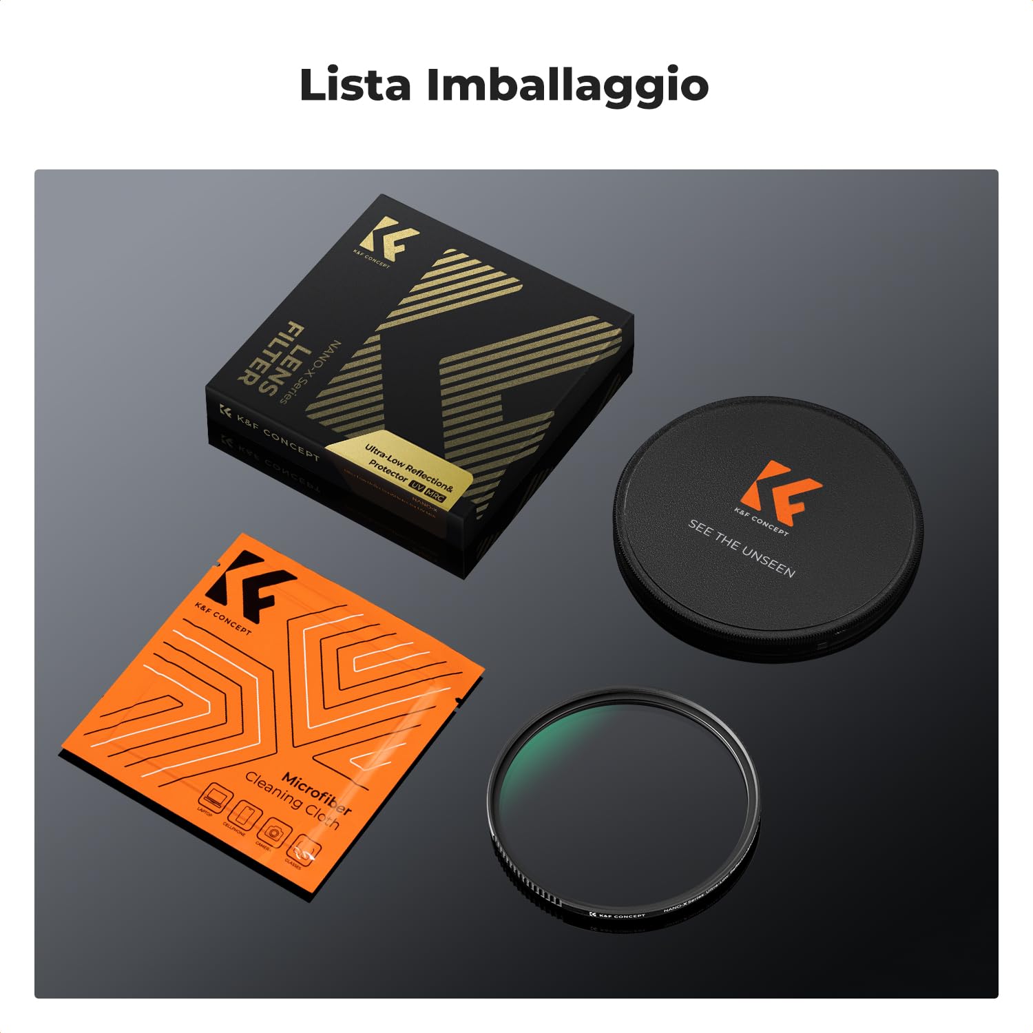 K&F CONCEPT 55mm Filtro UV Riflessione Ultrabassa & 9H Ultra-Duro con Un Panni di Puliziaper per Obiettivo Fotocamera, Protezione Ultravioletti, Vetro Ottico con 28 Strati Nano Rivestimento