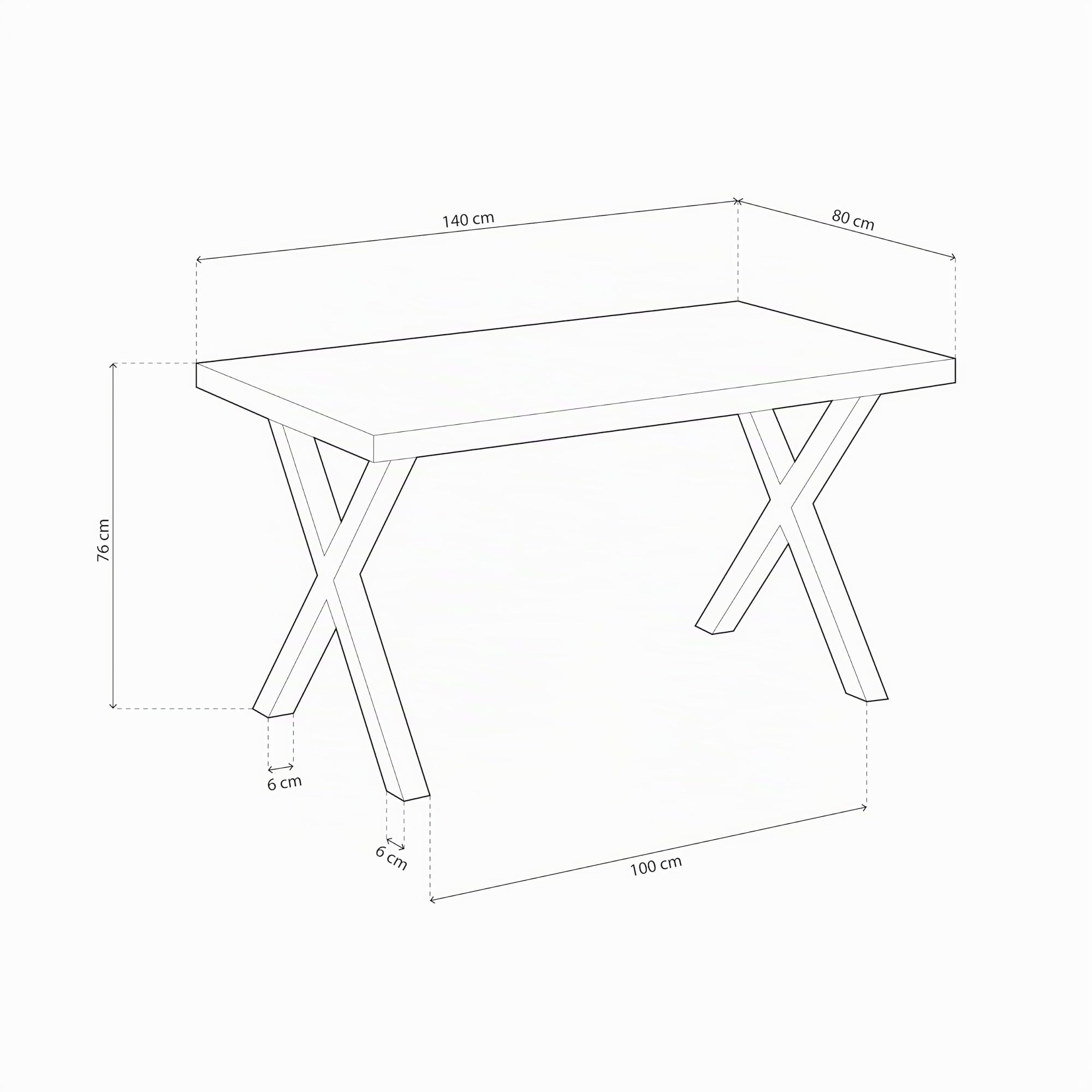 Adec Group X-Loft, Mesa de Comedor, Mesa de Salon, Acabado en Roble Boreal y Patas Metalicas Negro, Medidas: 140 cm (Largo) x 80 cm (Ancho) x 76 cm (Alto)