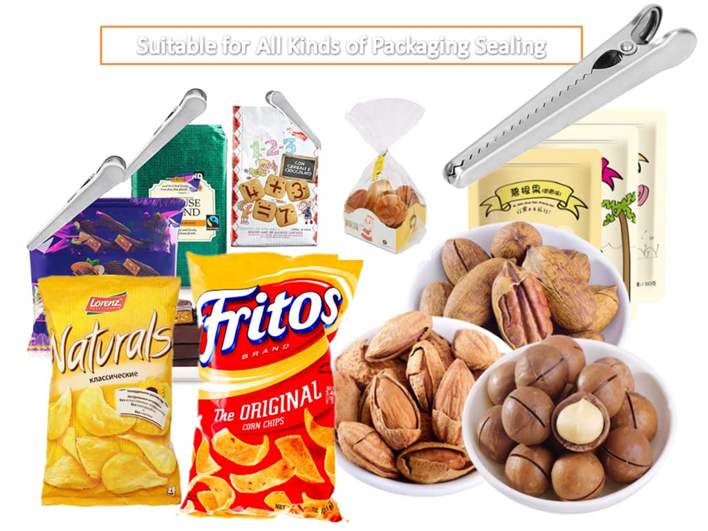 15 Pieza Plata Pinzas de Acero Inoxidable,Clips de Sellado de Alimentos de Acero Inoxidable,Pinzas para Cerrar Bolsas,Pinzas Cocina Bolsas Acero para Alimentos,para Bolsas de Alimentos