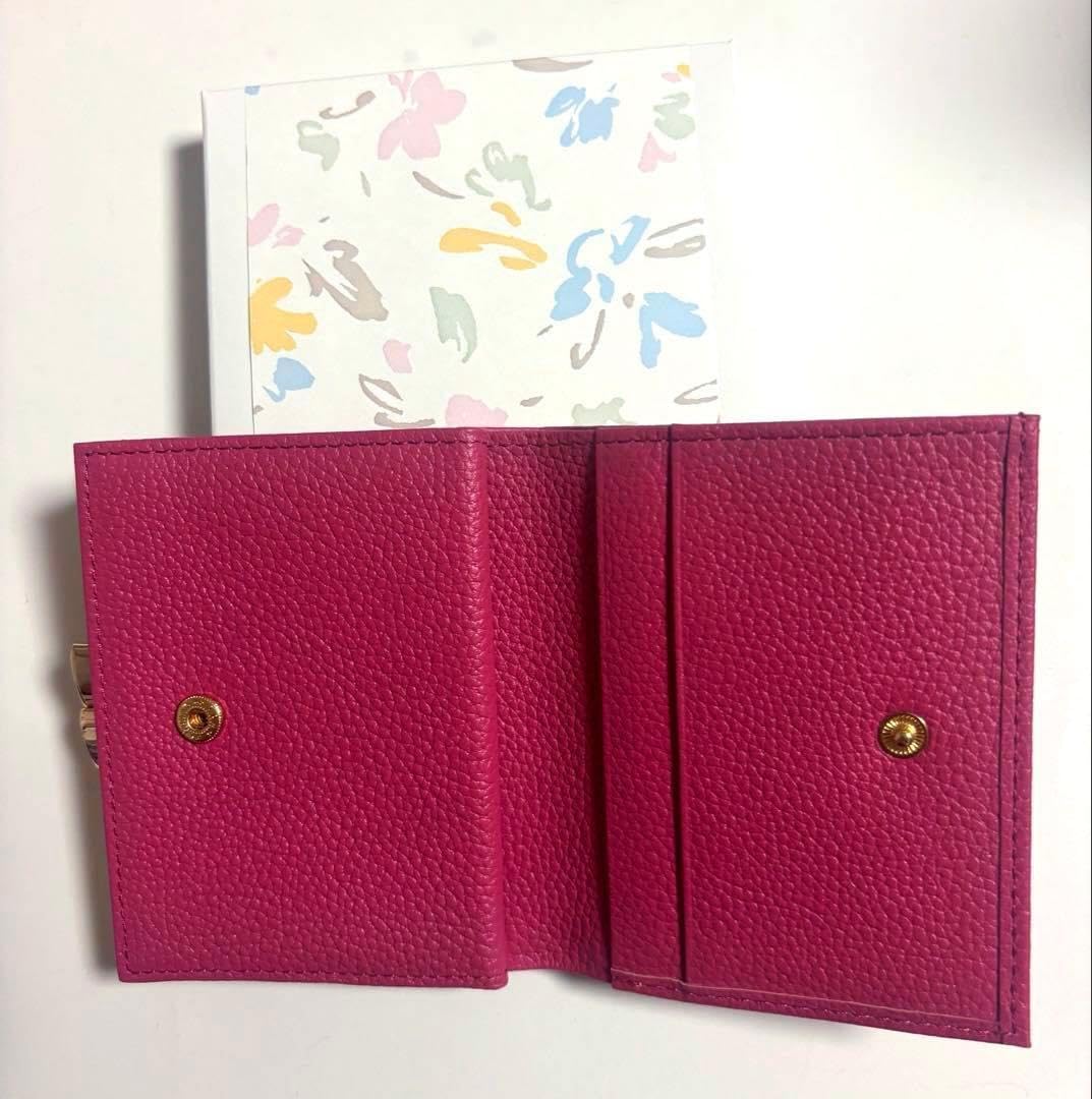 皇居 限定 がま口 二つ折り 財布 東御苑 本丸 売店 本革 ローズピンク