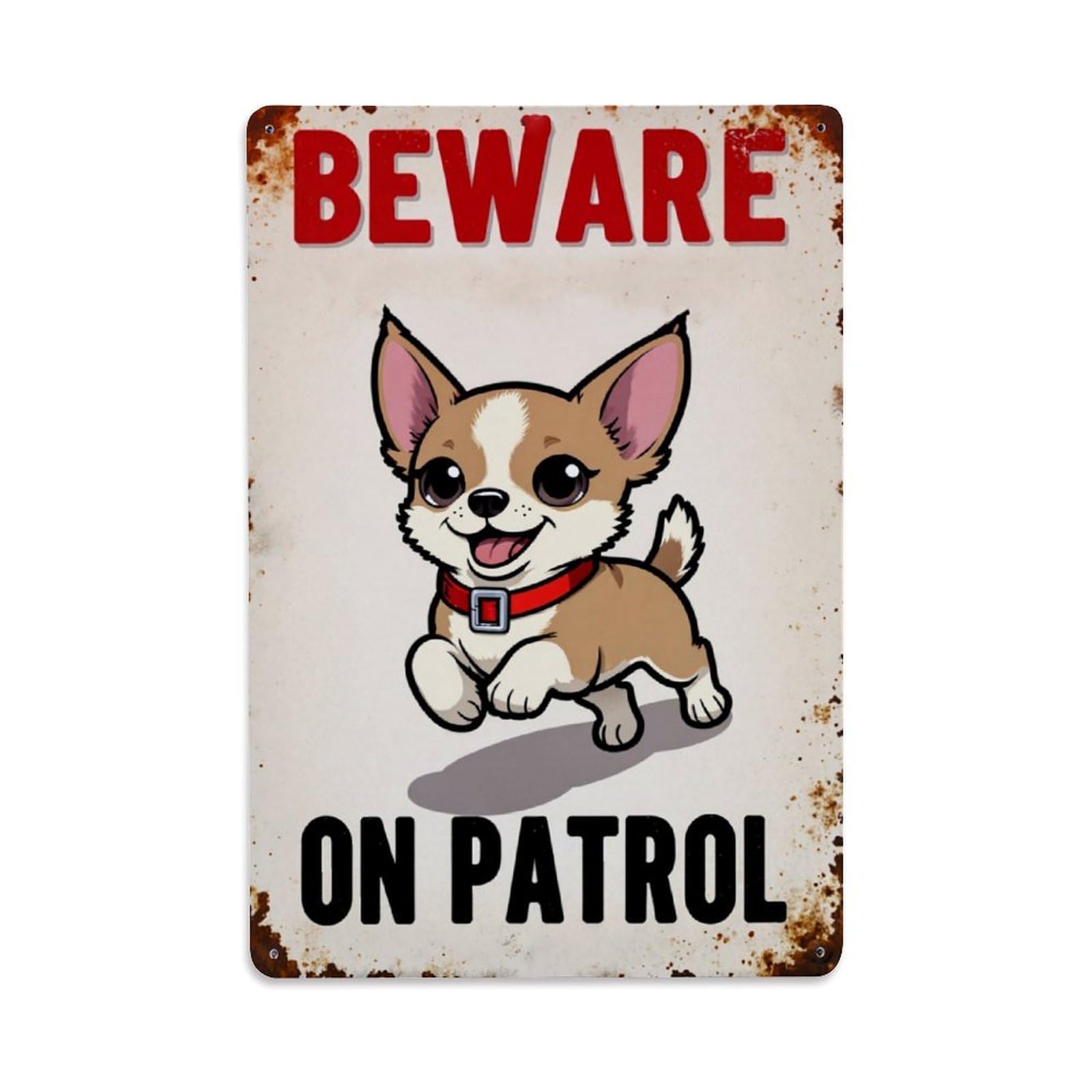 Beware Corgi On Patrol Sign Vintage Tin Sign Retro Metal Wall Decor Metal Poster, Home Bar Garage Farmhouse Cafe Wall Art Decoration 8x12Inches