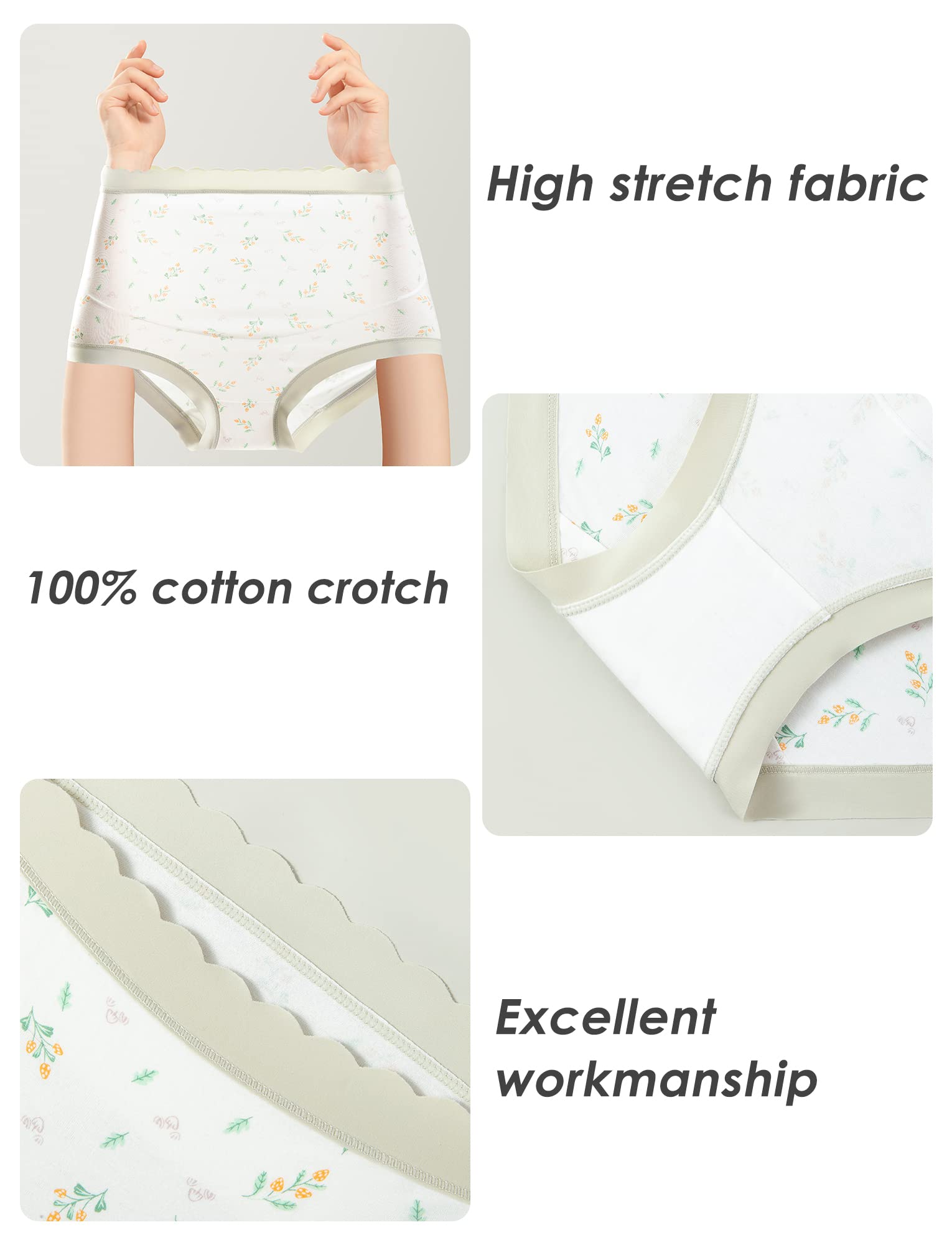 FEOYA - Bragas de maternidad para mujer, de algodón, talla grande, cintura alta, sin costuras, paquete de 3 - Gris - Large