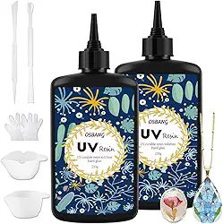 Resina UV de 500 g de resina epóxi de cura UV rígida cristalina, fórmula atualizada, kit de cola ativada por energia solar ultravioleta transparente de cura rápida para fazer joias, decoração