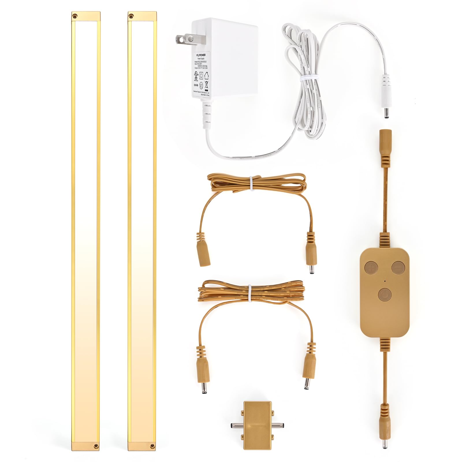 BLESSINGLUX 2pack 20inch Dimmable LED Under Cabinet Light Kit, 2700K to 6000K Smart LED Under Counter Lighting Fixture, Compatible with Alexa, Google Assistant, for Kitchen, Pantry, Shelf (Gold)