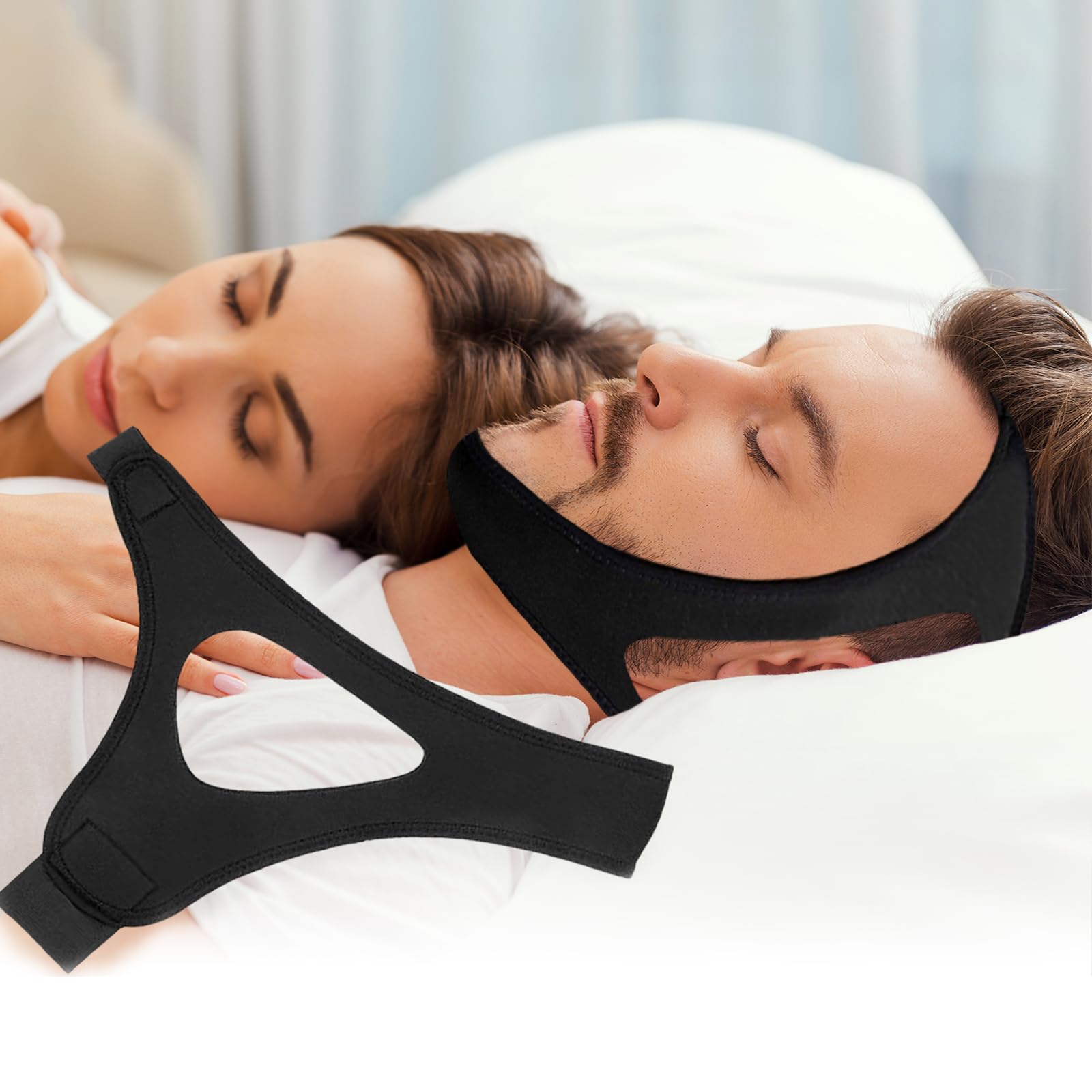 Anti-Snore Chin Strap Devices, Adjustable Sleep Chin Strap for Snoring, Effective Snoring Solution to Stop Snoring, Breathable Snoring Chin Strap for Men and Women