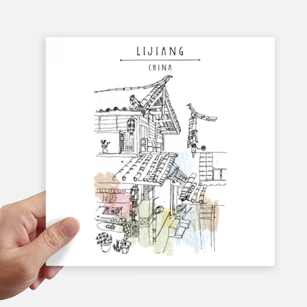 Autocollant carré 20 cm Lijiang Chine de DIYthinker pour ordinateur et mur x4