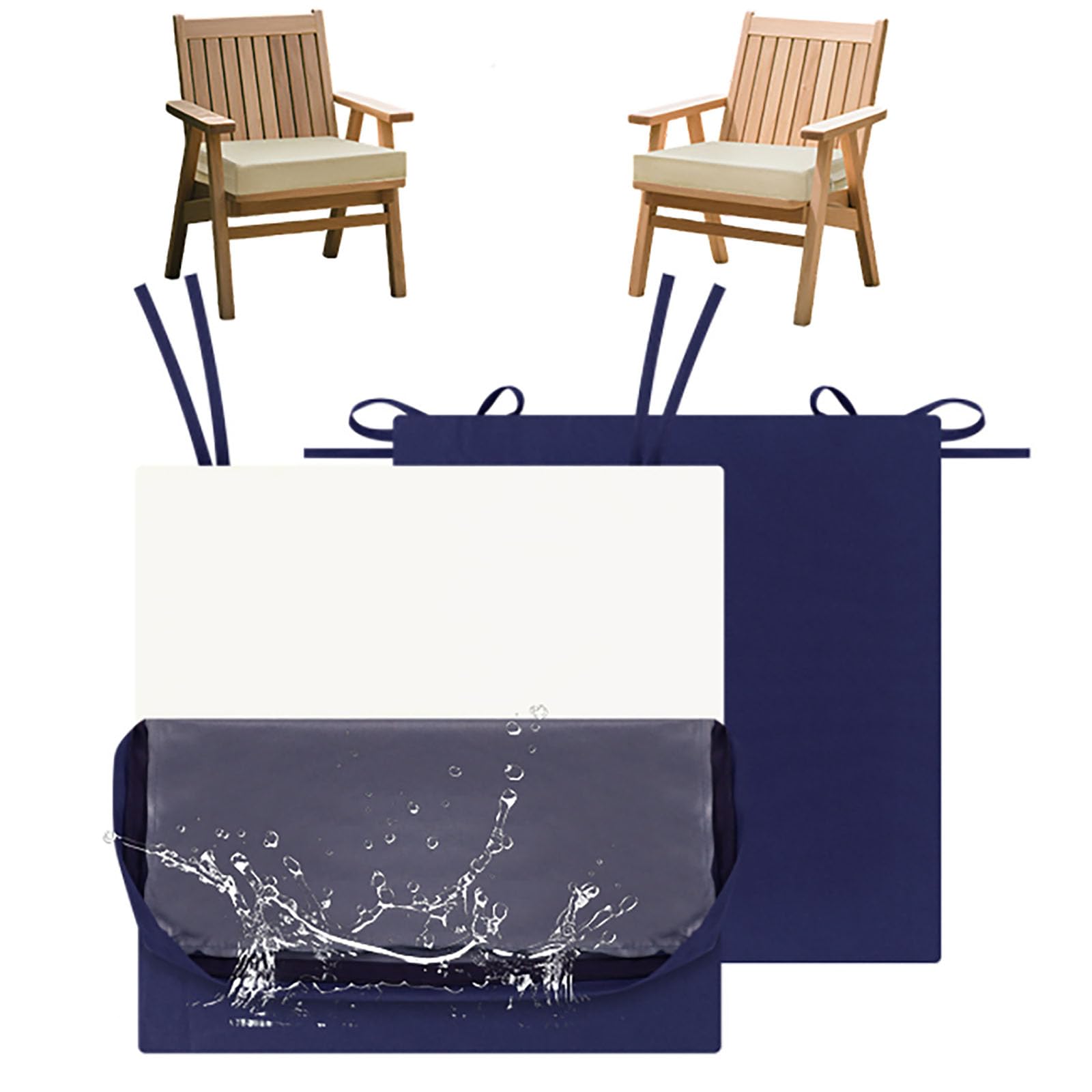 Cojín impermeable para silla para aumentar la altura del asiento, almohada extra gruesa para interiores y exteriores, para personas mayores, sillón, oficina, coche, silla de ruedas, color azul, 50 x