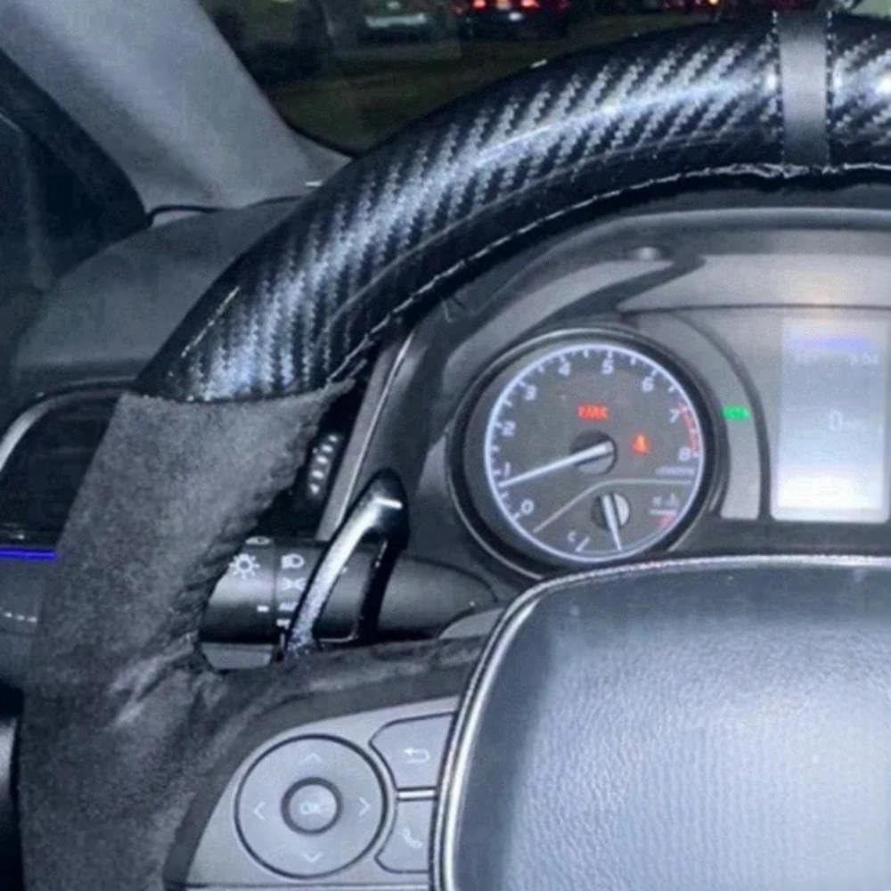 Volantes Accesorios de Coche, Protector Trenzado de Fibra de Carbono de Gamuza para Volante de Coche para Toyota, para RAV4, para Avalon para Camry Funda Volante(Blue Thread)