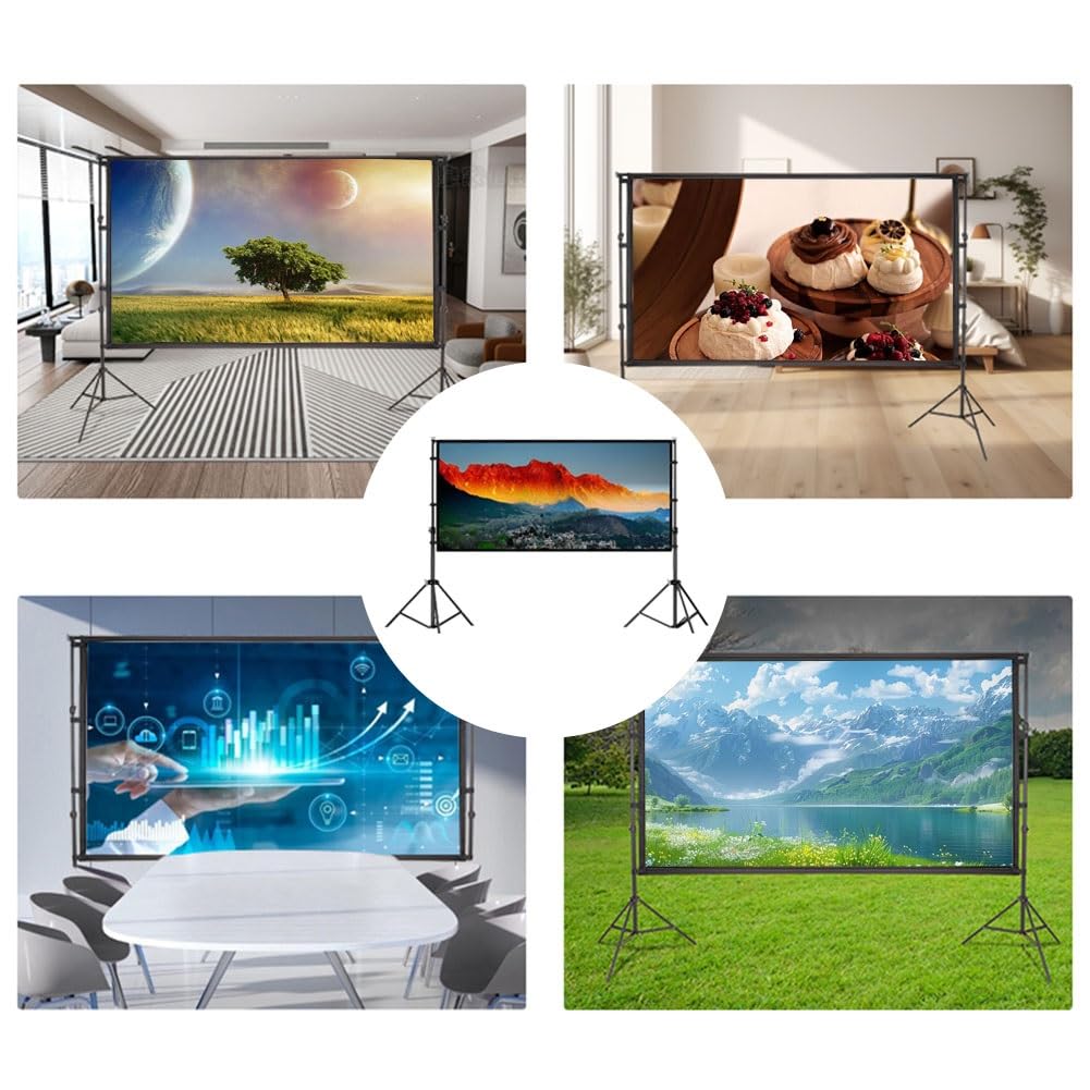 Schermo per Proiettore a Telaio Fisso da 150 Pollici con Supporto Diagonale 16:9 Schermo di Proiezione Attivo 3D 4K Ultra HD per Home Theater Festa(60 inch (L 145 x H 80 cm))