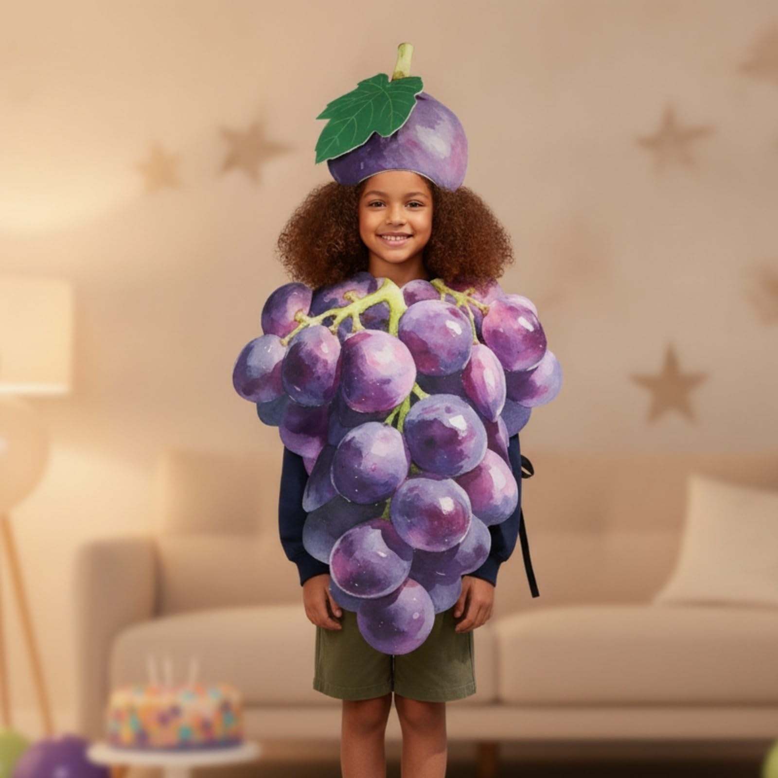 Costume da Uva con Copricapo Multifunzionale Costume da Uva Traspirante Tunica con Cappello per lloween, Servizi Fotografici
