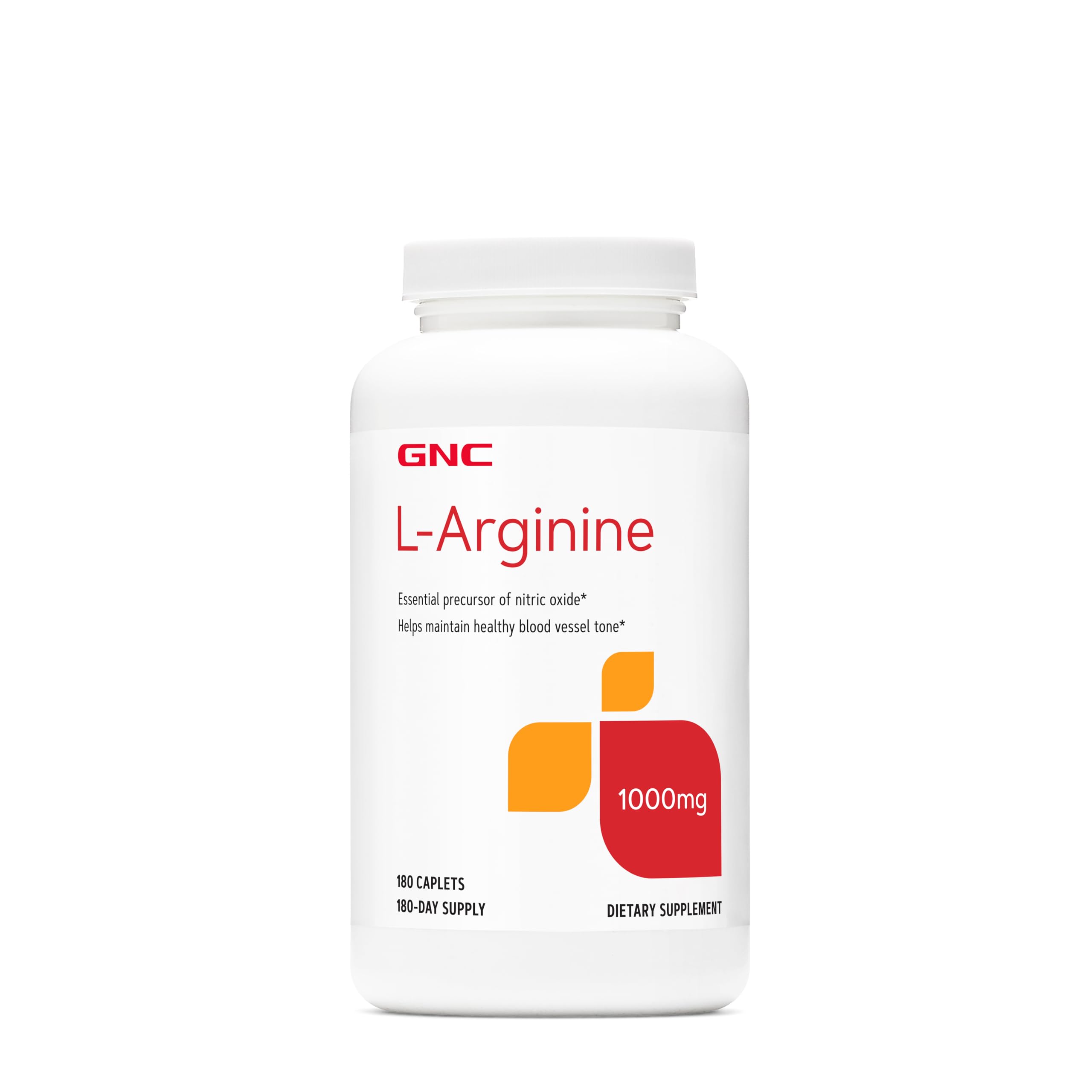 GNC L Arginine 1000mg Supplement, Supports Healthy Blood Vessel Tone, 180 Servings