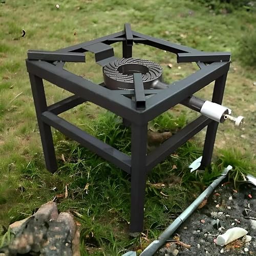 Reldor Long Legs Heavy Duty Single Key Cast Iron Burner Gas Camping Stove, Boiling Ring, LPG Propane, Ideal for Catering, Outdoor Events, Festival (40L x 40W x 40H cm)