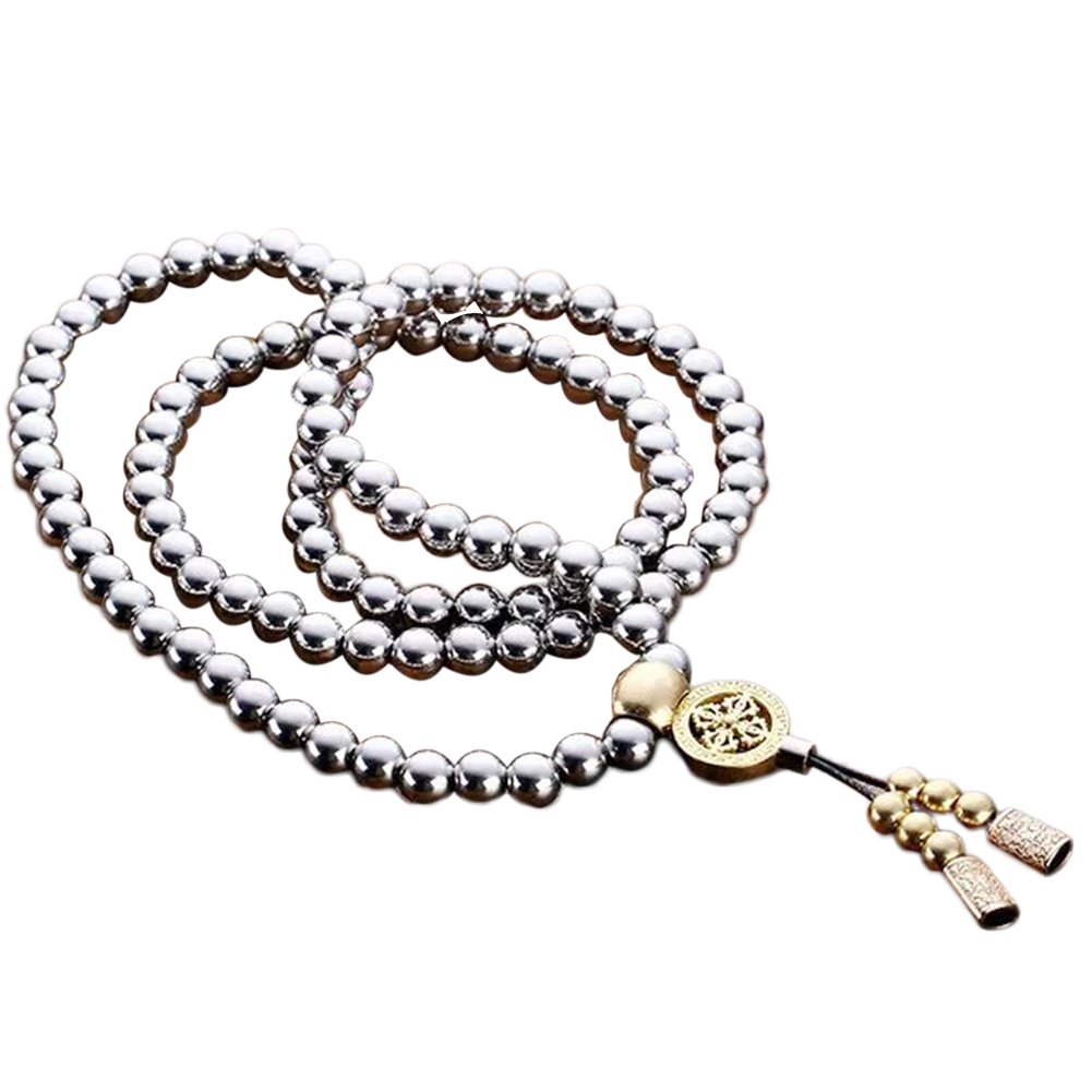 108 Buddha, braccialetto di perle per autodifesa in acciaio inox