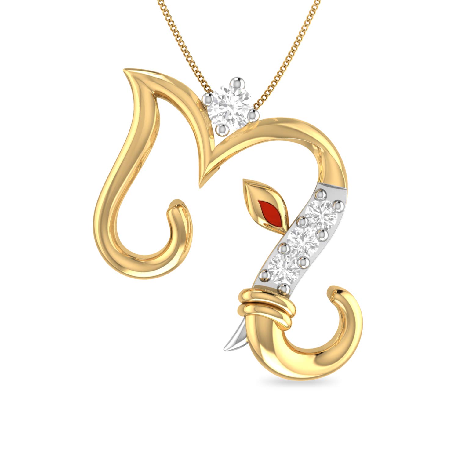 pc jeweller The M Ganesha 18k Yellow Gold and Diamond Pendant for Women-picture-21