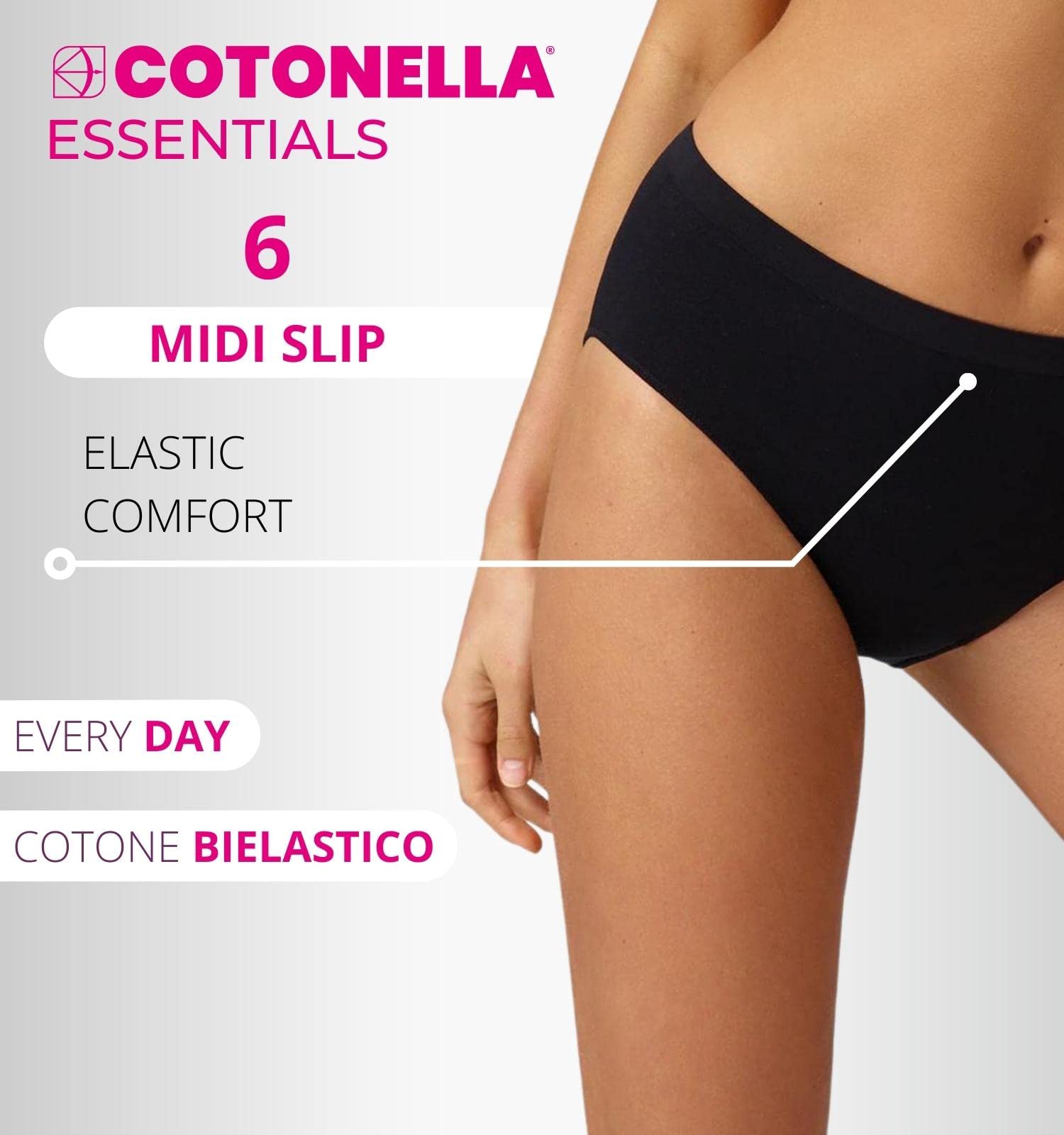 Intimitaly Set 6 Slip Donna Cotone Vita Alta Mutande Donna Cotone Midi Anallergiche Anatomiche