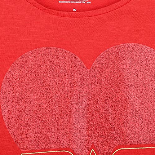Image of Kidsville Wonder Woman Printed Regular Fit Red Cotton Girl's T-Shirt