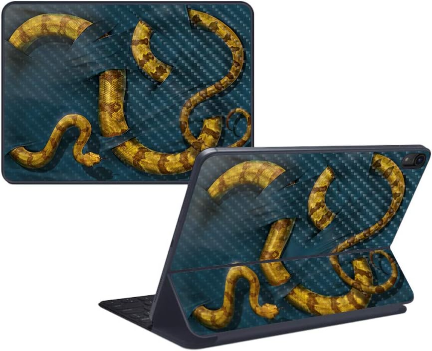 MightySkins Carbon Fiber Skin for Apple iPad Pro Smart Keyboard 11" (2018) - Standing Watch - Protective, Durable Textured Carbon Fiber Finish - Easy to Apply, Remove - Made in The USA