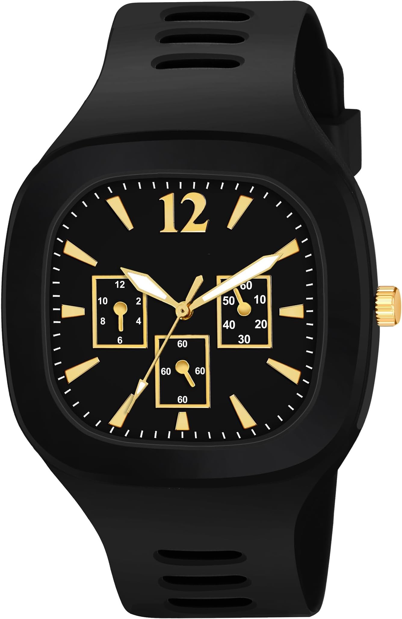 Shabby Collection Analog Black - Gold Silicone Watch for Men & Boys