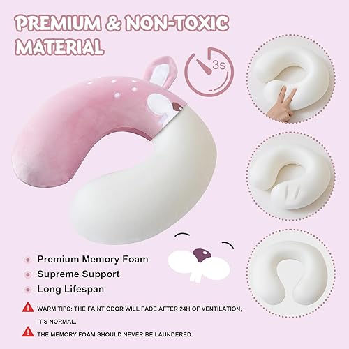 Vista 80 de Almohada de viaje para niños y adultos, bonita almohada para el cuello para viajar, almohada de espuma viscoelástica para avión, almohada para Azul