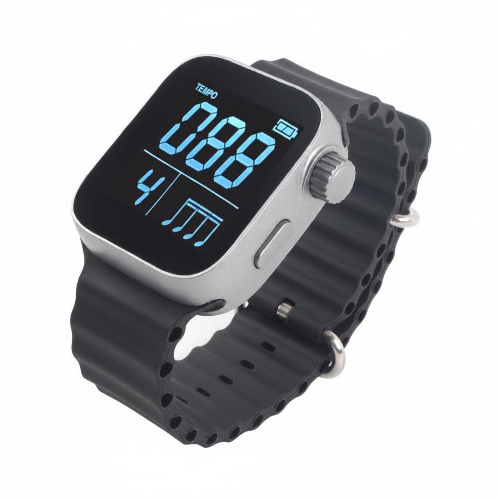 Long Battery Life Vibrating Metronome Watch Charging Wearable Silent Metronome Digital Tempo Watch for Musicians, Runners, Dancers, Workout, Live Performance, Silver Black-image-46