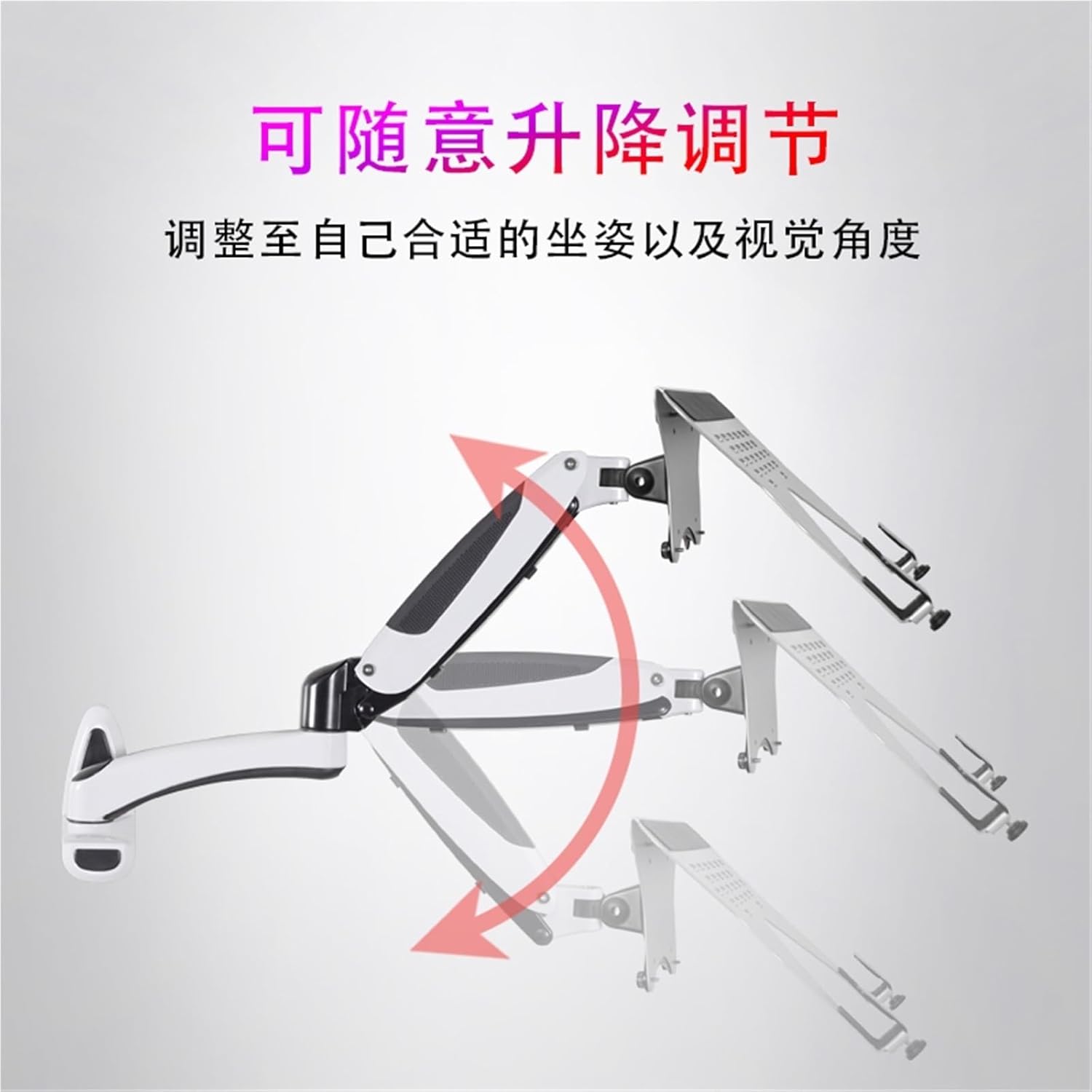 Laptop Retractable Rotating Hanger Universal Gas Pressure Lifting Wall Hanging Suspension Bracket(Table clamp 1-Section arm)