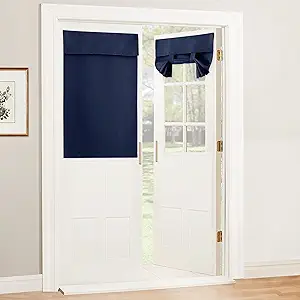 RYB HOME Navy Blue Door Curtains, Blackout Privacy Window Shade Thermal Insulated Roll Up Blinds Small Window Decor for French Patio Glass Door, W26 x L40 inch, 1 Panel