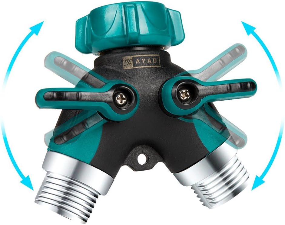 Y Hose Splitter 2 Way, Body Metal Garden Hose Connector with Comfortable Rubberized Grip with Outdoor Faucet, Sprinkler & Drip Irrigation Systems,Bonus Included: 6 Washers (2-Packs) : Patio, Lawn & Garden