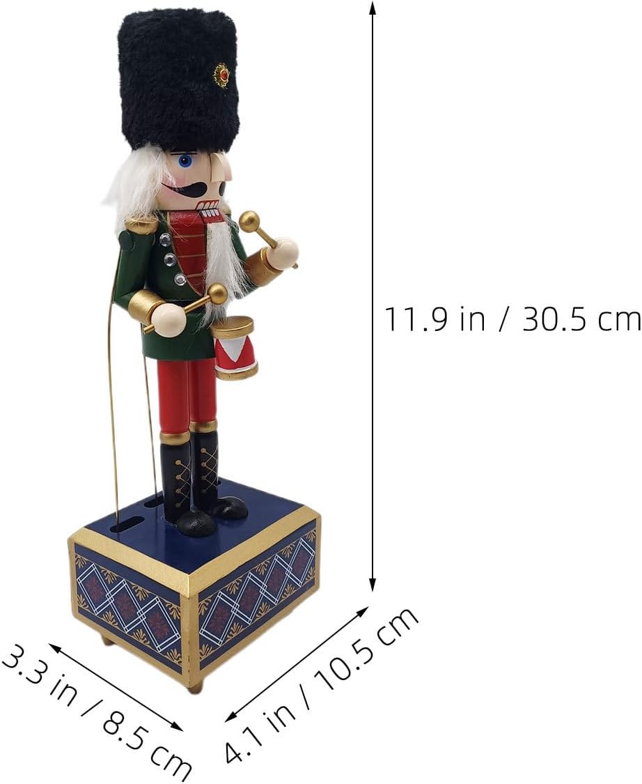 MAGICLULU Nutcracker Christmas Decoration Wooden Nutcracker Figurine Music Box Wind Up Musical Ornament for Holiday Party Xmas Decor