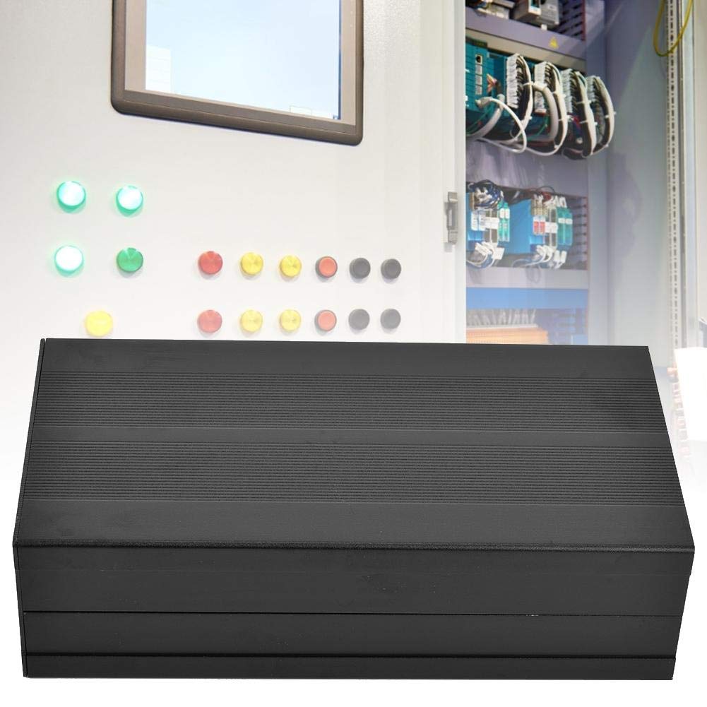 Scatola Elettronica Alluminio Progetto in Lega di Custodia Elettronica Scatola PCB Fai Te Amplificatore Audio Custodia Protettiva Elettronica Sabbia Nera 55x106x200mm