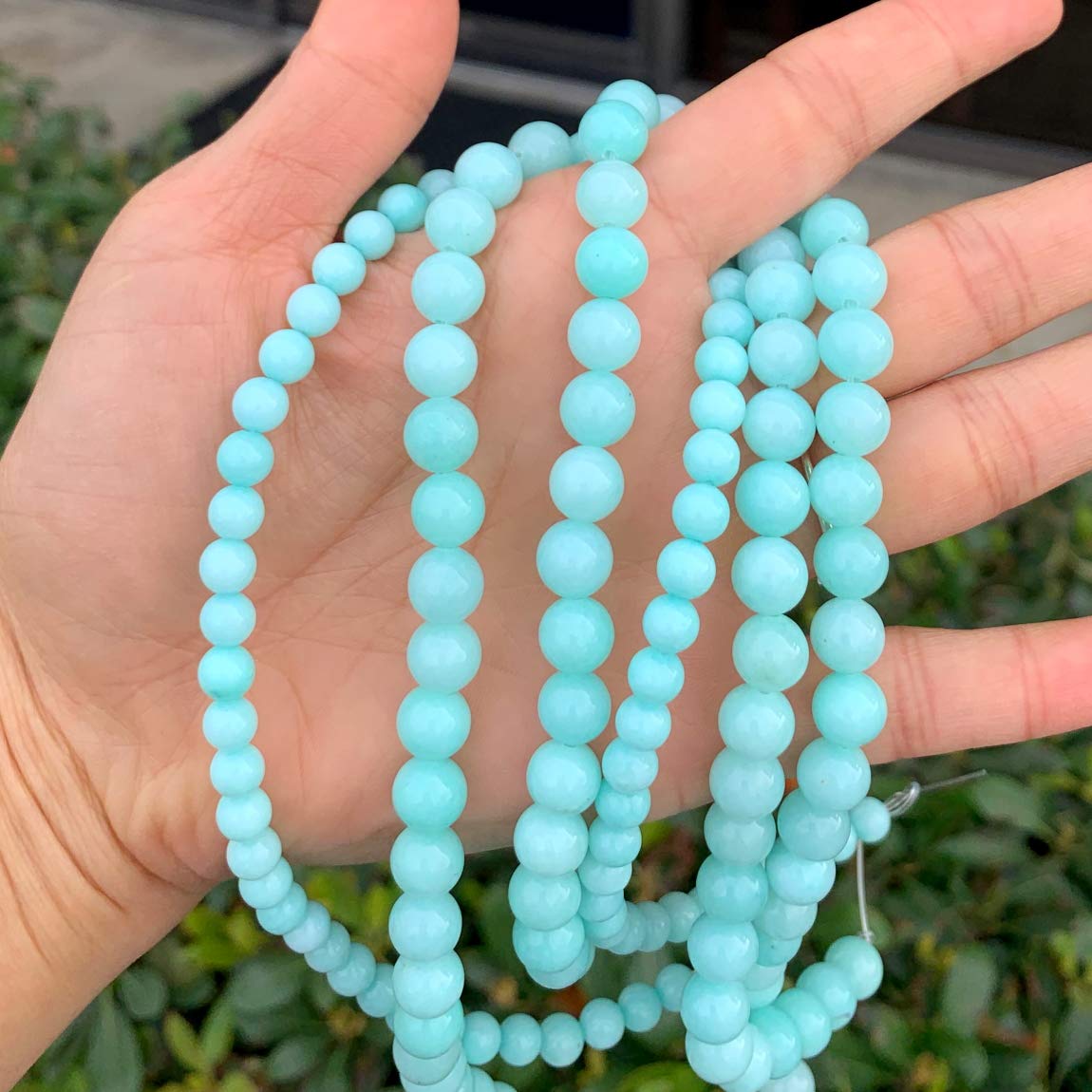 4 hebras de piedras preciosas de amazonita azul de 8 mm, cuentas sueltas redondas espaciadoras de piedras preciosas (176-188 piezas) para hacer joyas artesanales 6541-8