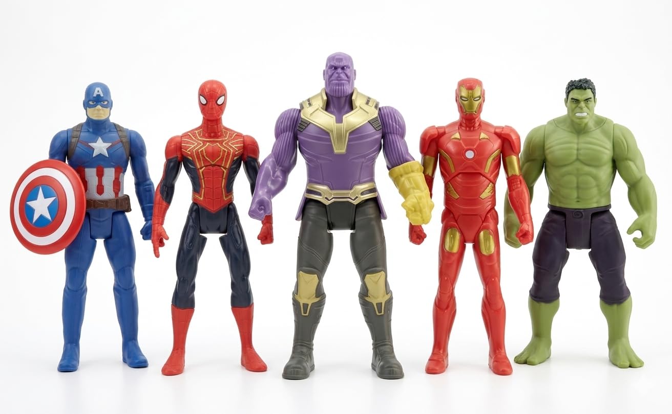 Superhero Action Figures Set of 5 ? Poseable Battle Hero Toy Figures with Accessories | Collectible Villain & Hero Characters Playset | Best Birthday Gift for Boys Girls Kids Age 4+ Years-image-17