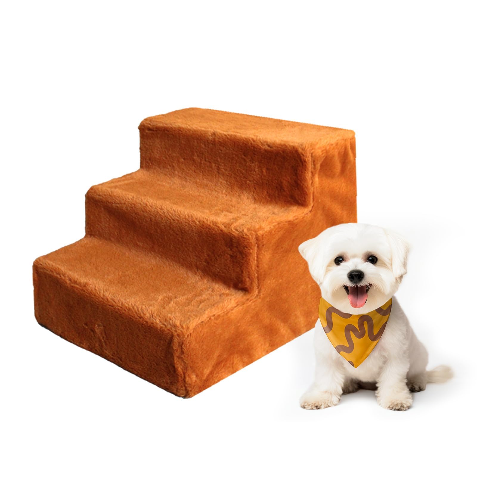 Tazweeq Dog Steps for Bed,Portable 3-Step for Couch Dog Stairs for Small Dog Cat Indoor Pet Stairs,Non-Slip Step Ladder Assemble (Brown)