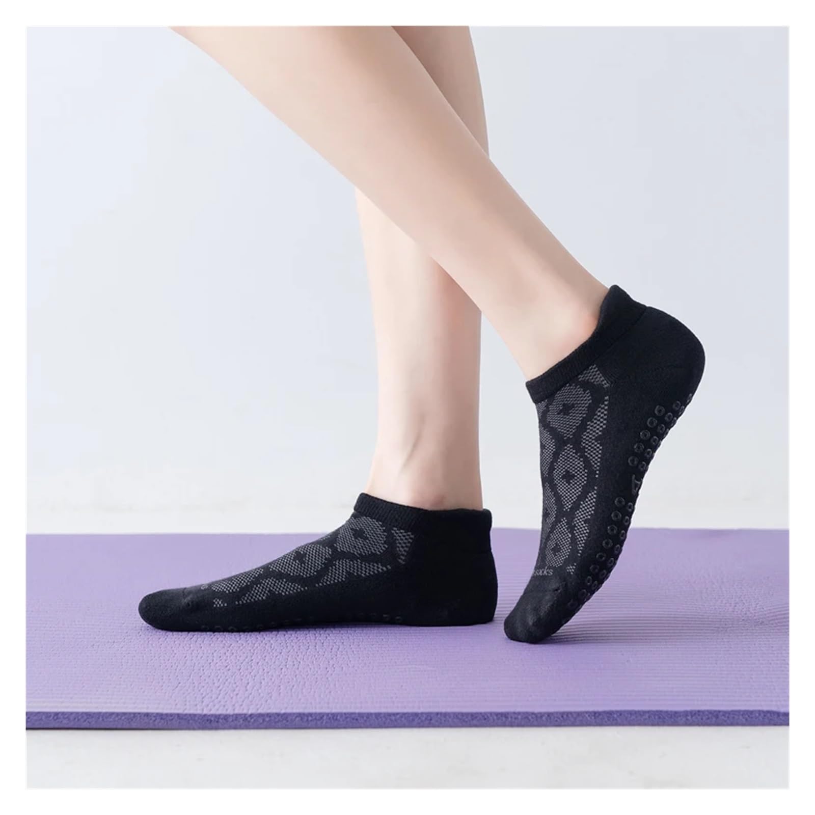 Calcetines de Yoga for Mujer, calcetín de Pilates Antideslizante Transpirable, calcetín Deportivo de algodón for Baile de Ballet y Fitness para Yoga Pilates Gimnasio(Red)