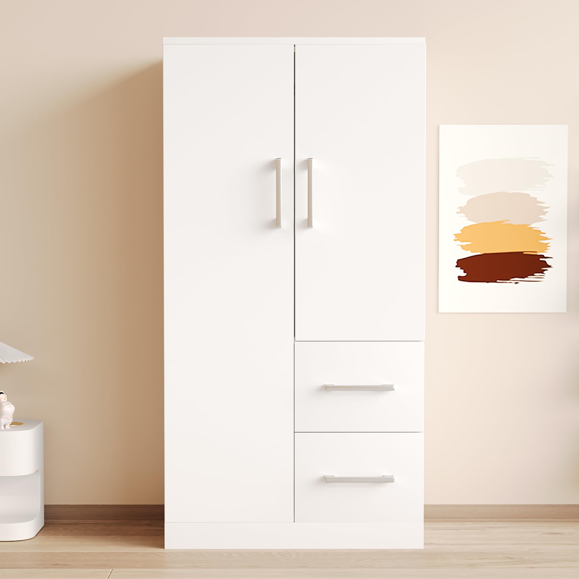 Armadio Bambini 2 Ante Legno 70x40x135 cm Bianco
