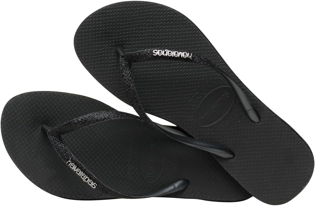 Havaianas Women Slim Sparkle me Flip Flops - Spring and Summer Pool Sandals for Women - Black, 7/8W