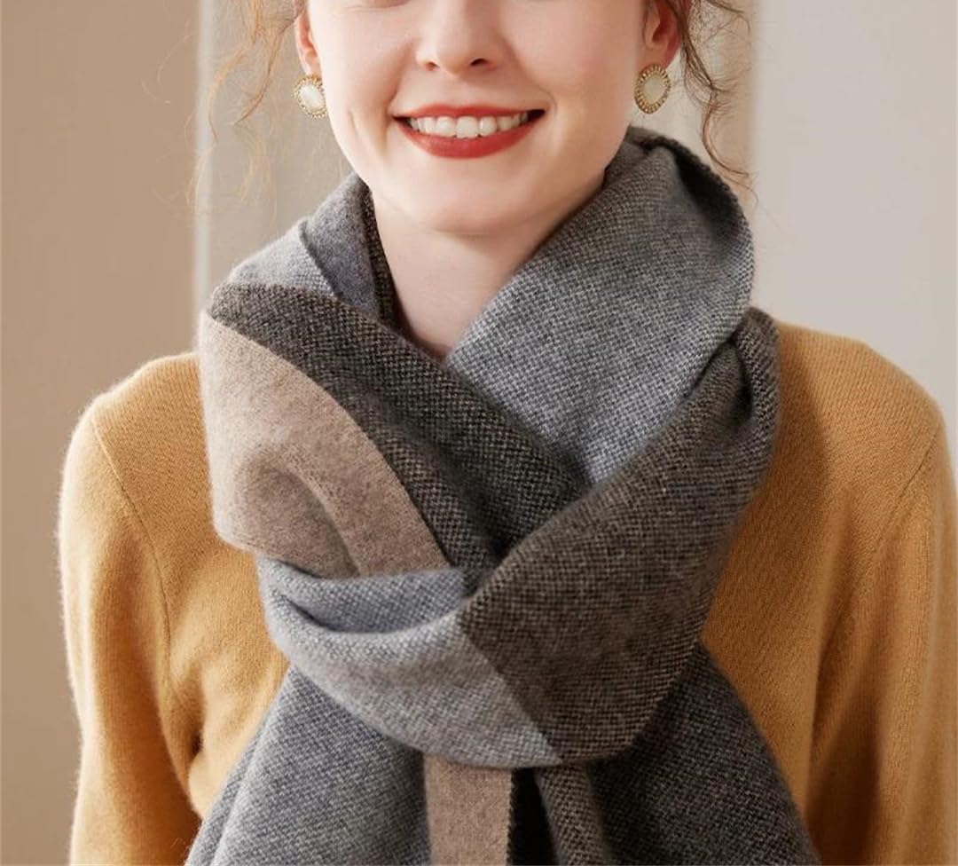 Bufanda de punto de cachemira para mujer, bufanda de punto suave y cálida para otoño e invierno