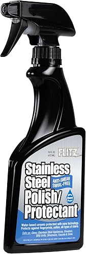 Flitz Protector de esmalte de acero inoxidable, botella de 16 onzas, revestimiento de cerámica fabricado en Estados Unidos para electrodomésticos de