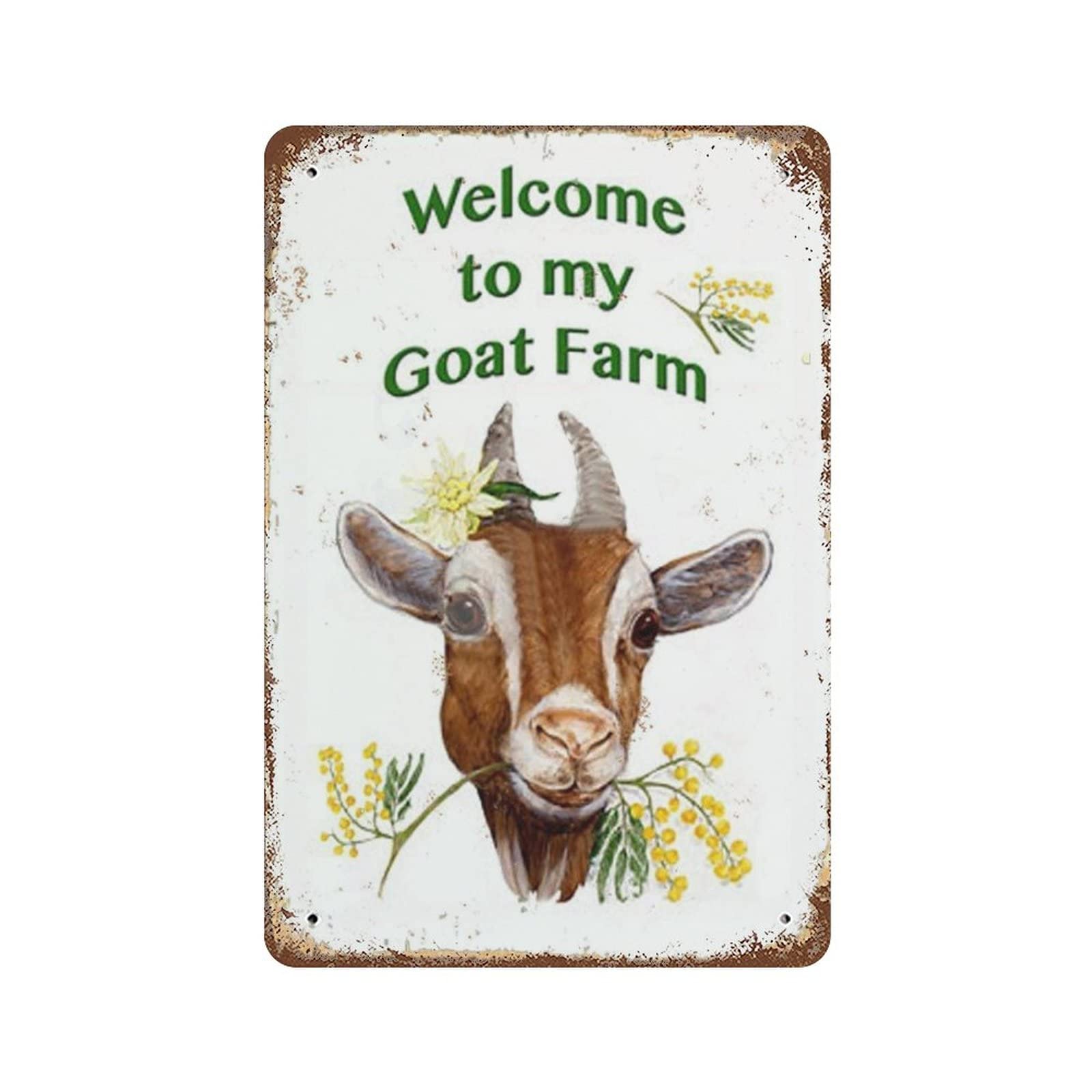 AOOEDM Welcome To My Goat Farm Tin Metal Sign Wall Decor Funny Inspirational Quote Wall Art Sign Vintage Tin Signs For Home Coffee Bar Man Cave Sign Pub Poster