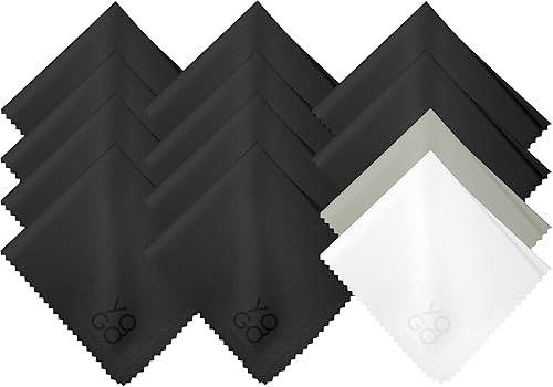 Paquete de 12 paños de limpieza de microfibra, empaquetados individualmente (6 x 7 pulgadas), paños de limpieza para lentes, teléfono, computadora,