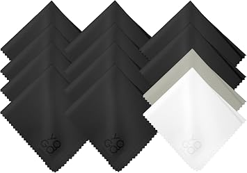Yogo Vision Microfiber Cleaning Cloth 12-Pack Individualy Packed 6 X 7  Glasses Cloths For Eyeglasses Phone Computer Screen Laptop Camera Lenses 10 White, 1 Grey, 1 White