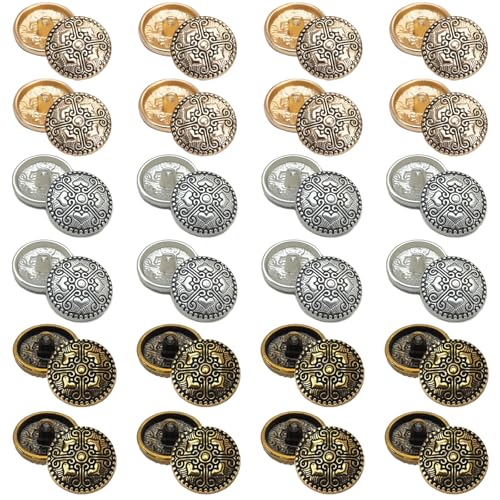 Artefatto Versatile: come metallo buttons versatile, può essere abbinato perfettamente a giacche sportive, abiti, cappotti, uniformi, giacche da abito, camicie, jeans, ecc. Bottoni di metallo incisi è l'accessorio perfetto per cucire vestiti e può essere utilizzato per decorare e abbellire qualsiasi uniforme, abbigliamento, cappotto o giacca