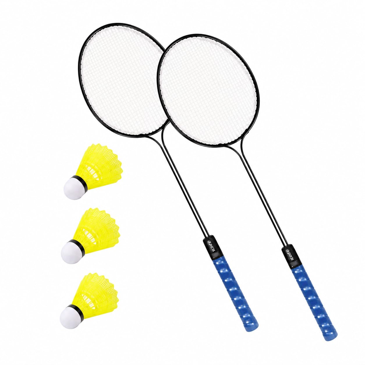Badminton Racket Set of 2 with 3 Nylon Shuttlecocks | Lightweight Steel Frame, Durable Grip, Kids & Adults, Indoor & Outdoor Use, Double Shaft Design-image-46