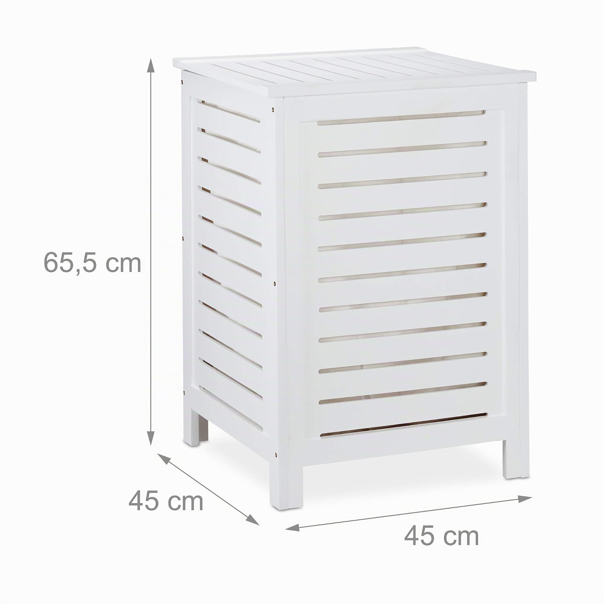 Relaxdays Cesto Portabiancheria con Coperchio, 86 L, Contenitore Panni Sporchi, Legno di Pino, 65,5 x 45 x 45 cm, Bianco