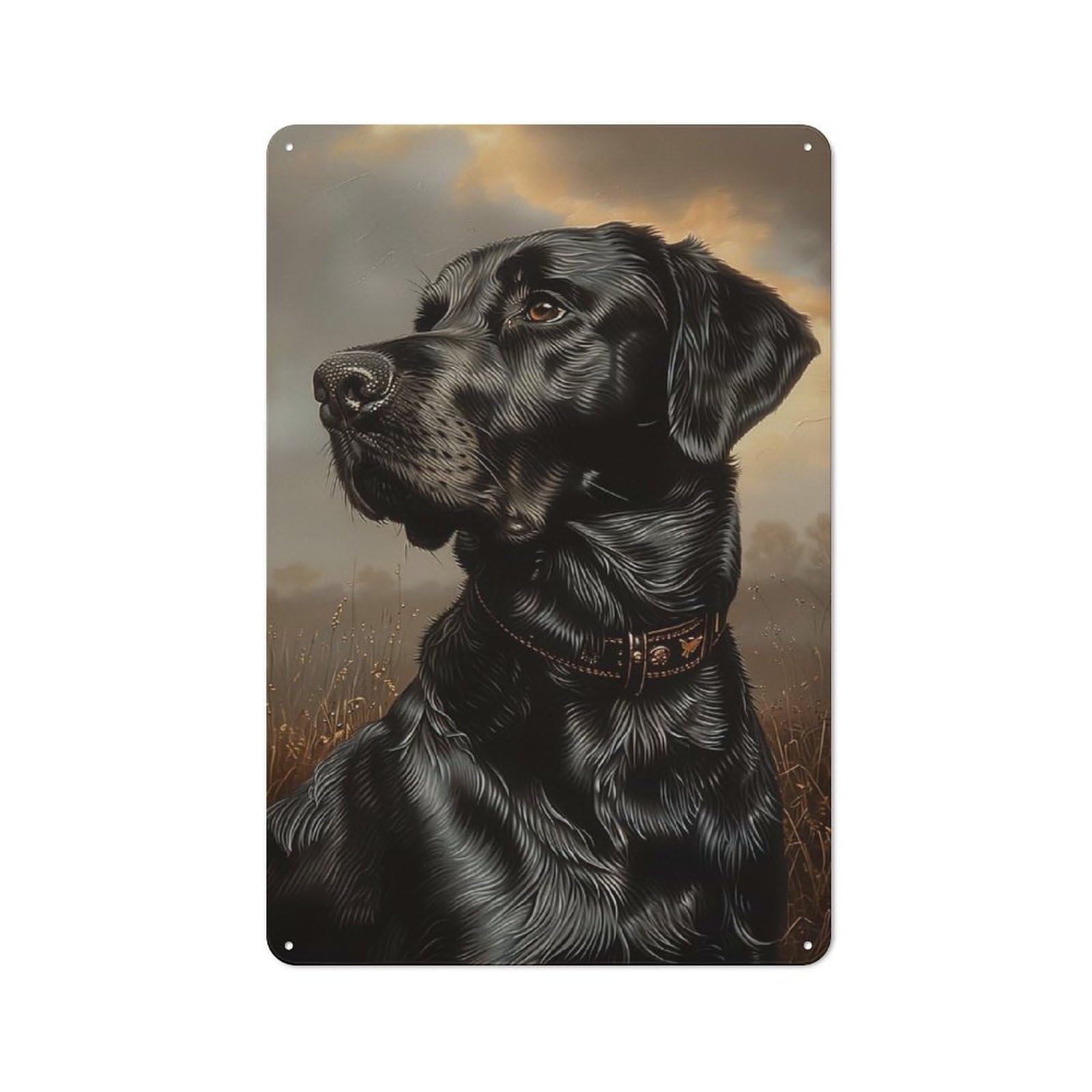 Black Labrador Portrait Rustic Metal Plaque 30x20cm for Lounge Or Reading Corner, for Home Office, Studio And Craft Room Walls