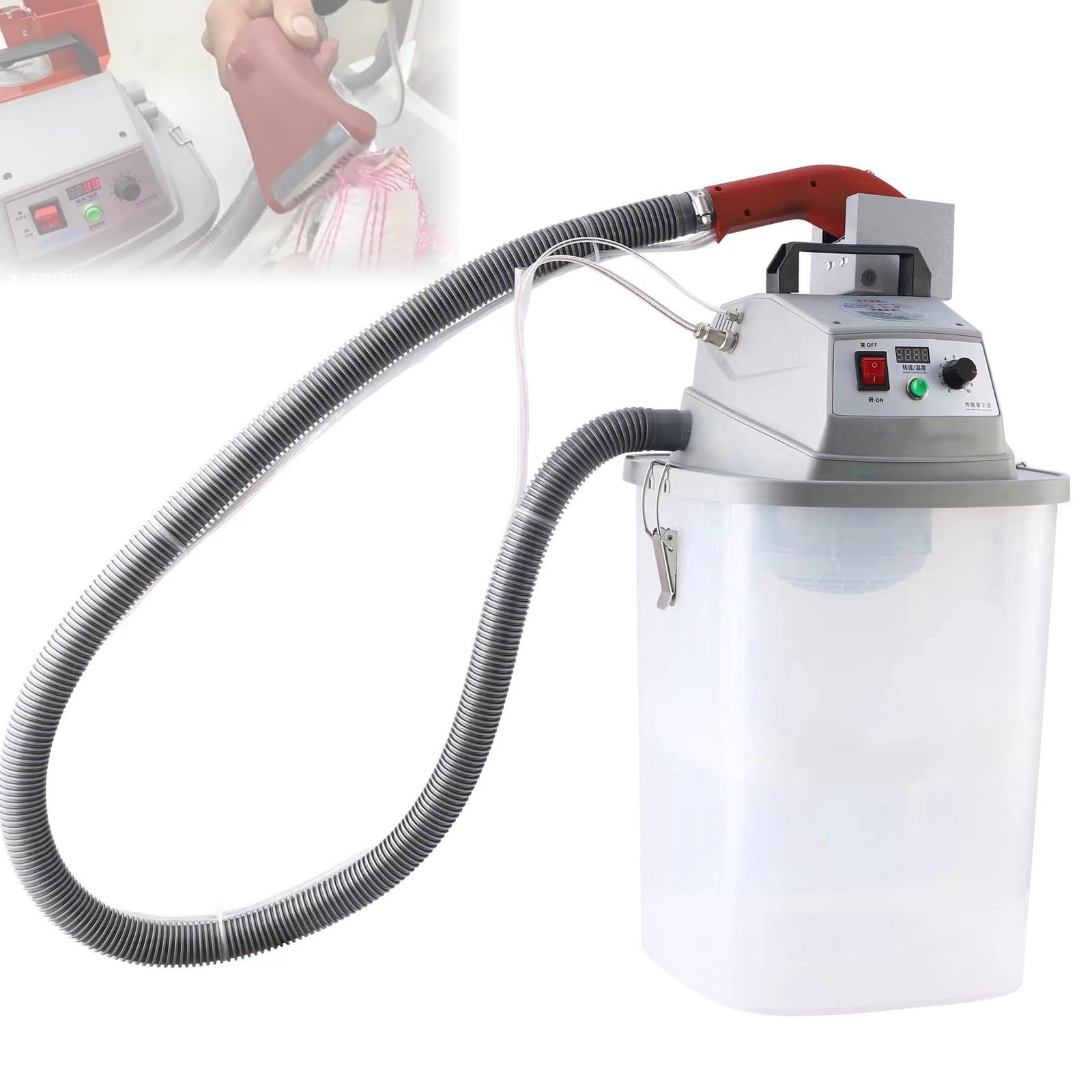 JXYQ 450W Automatic Electric Thread Trimming Machine, 30L Capacity, 28000 RPM, Brushless Single-Heads Design, Efficient Fabric Trimmer with Storage Bucket for Seamless Thread Management