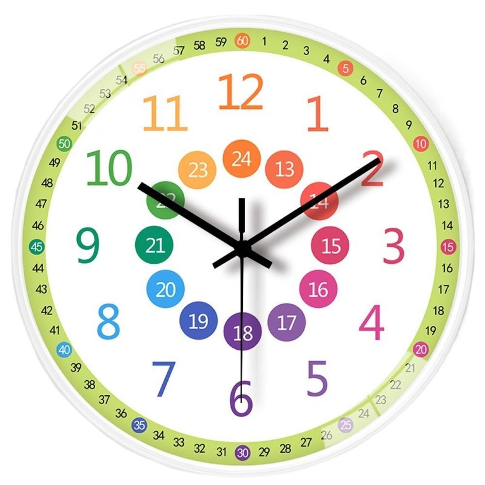 DJSKLDF Wall clock Wall Decor Silent Clock Punch-free Modern Learning Cartoon Simple Electronic Color Children's Room(D)