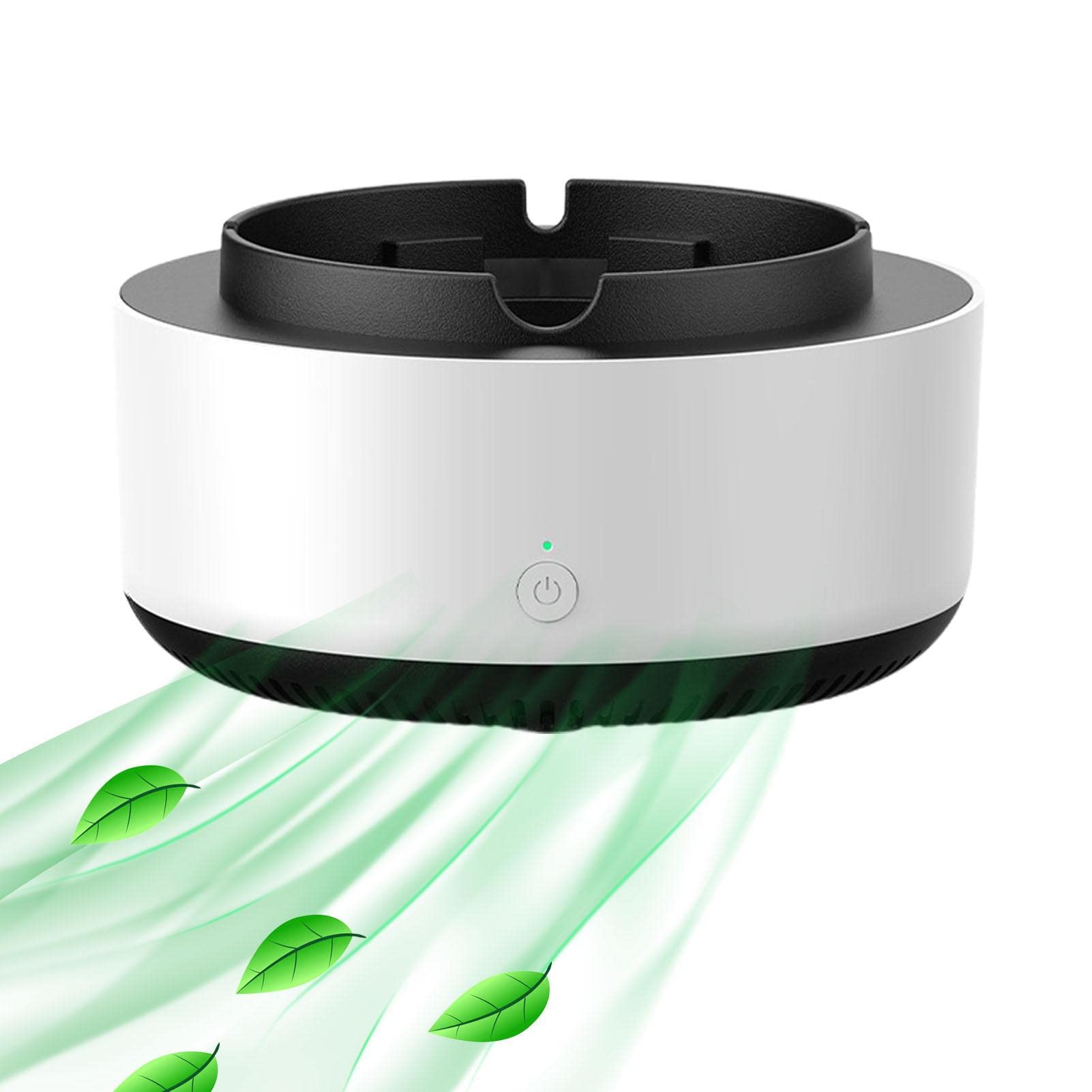 Pomurom White Electronic Ashtray With Air Purifier, Smart Air Purifying Ashtray, Ashtray Ash Tray, Extractor 360° Surround Suction, Portable Grabber For Cigarettes Indoor Car