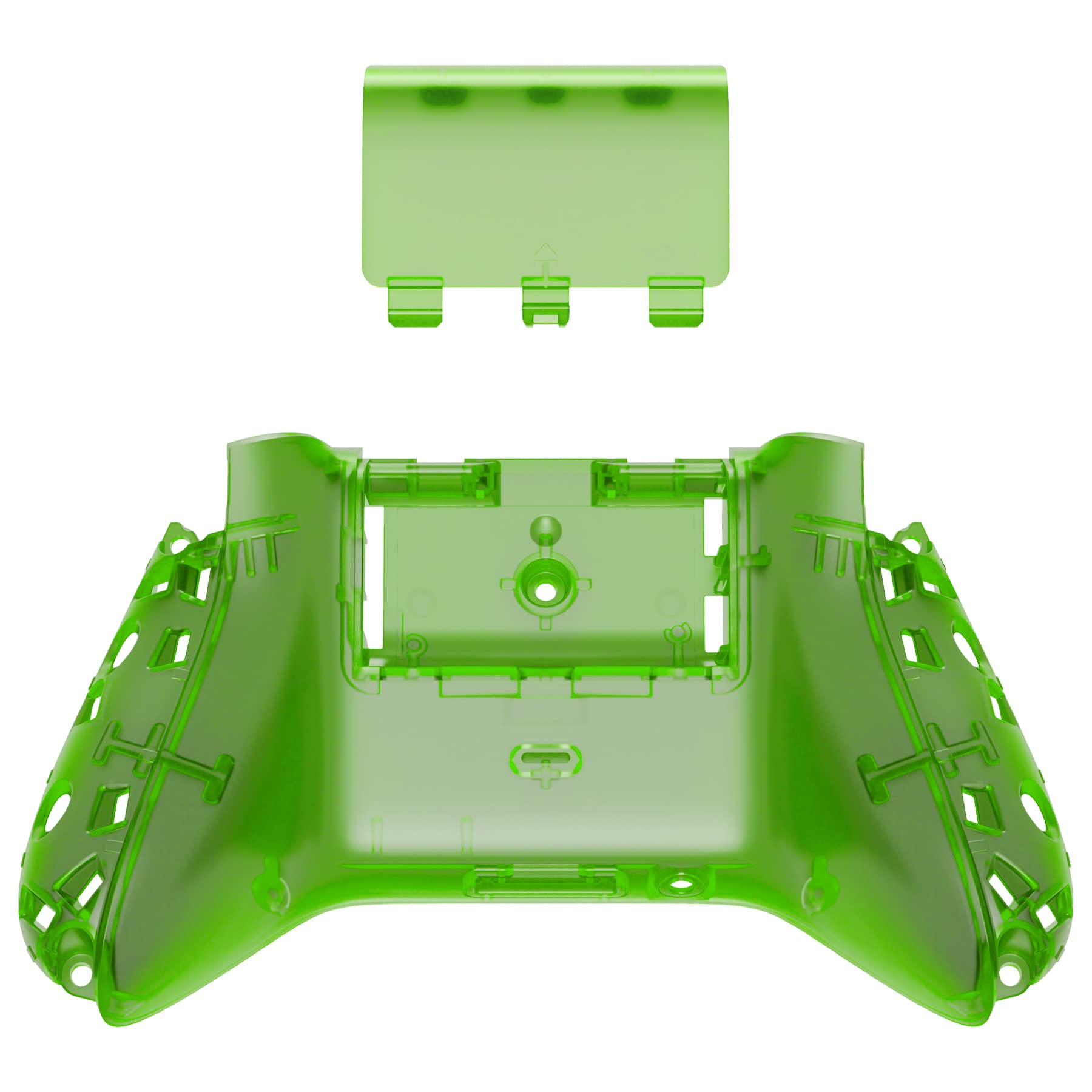 eXtremeRate Cover Posteriore Ricambio per Xbox Series X S Controller,Custodia Copertura Coperchio di Batteria Scocca Shell per Xbox Series X/S Joystick Model 1914-Trasparente Verde